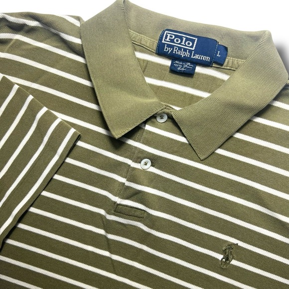 Polo Ralph Lauren Other - Polo Ralph Lauren Large Green Polo Striped Cotton Long Tail Preppy Golf Shirt